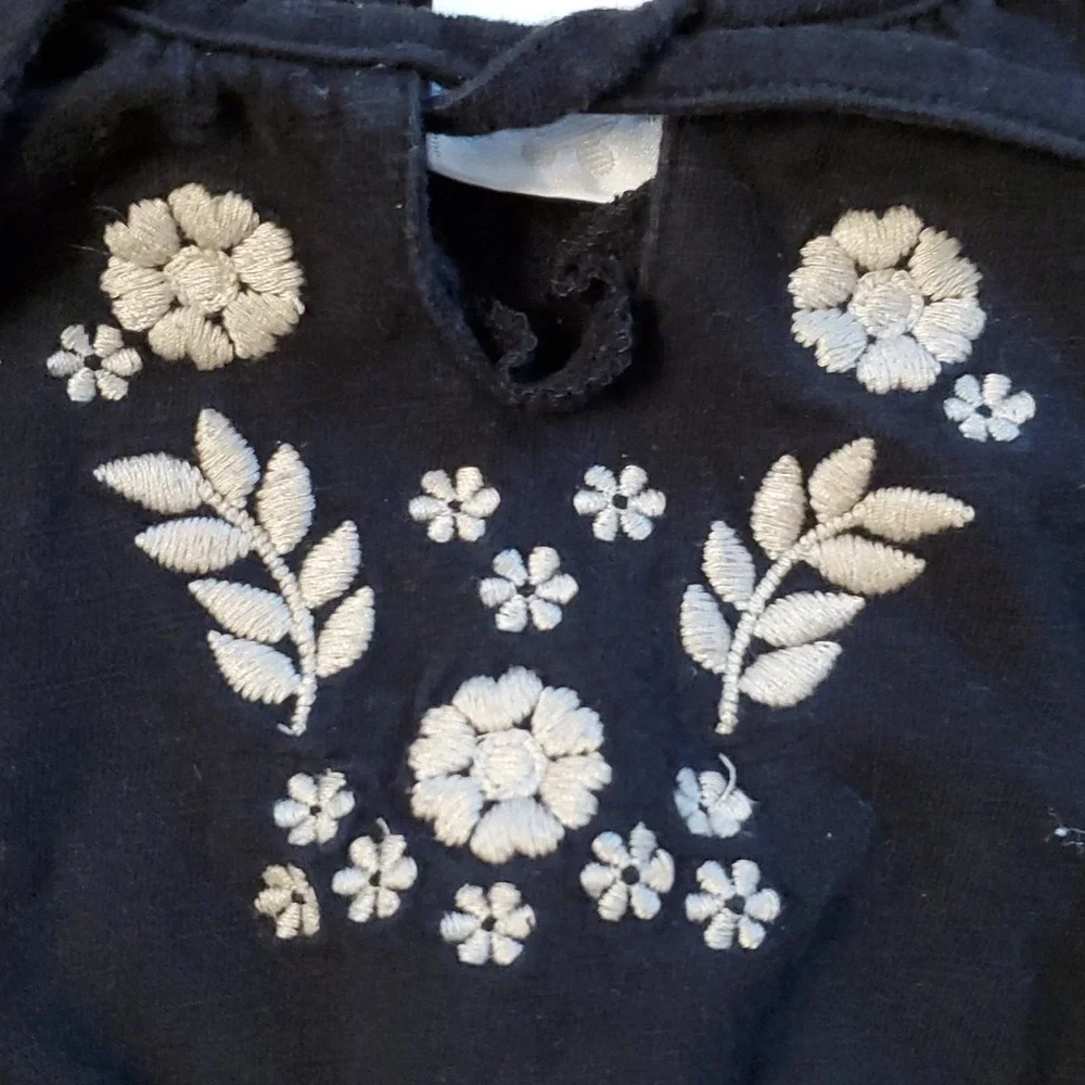 Koala Kids Girls Black Embroidered Boho Long Sleeve Shirt Size‎ 6-9M